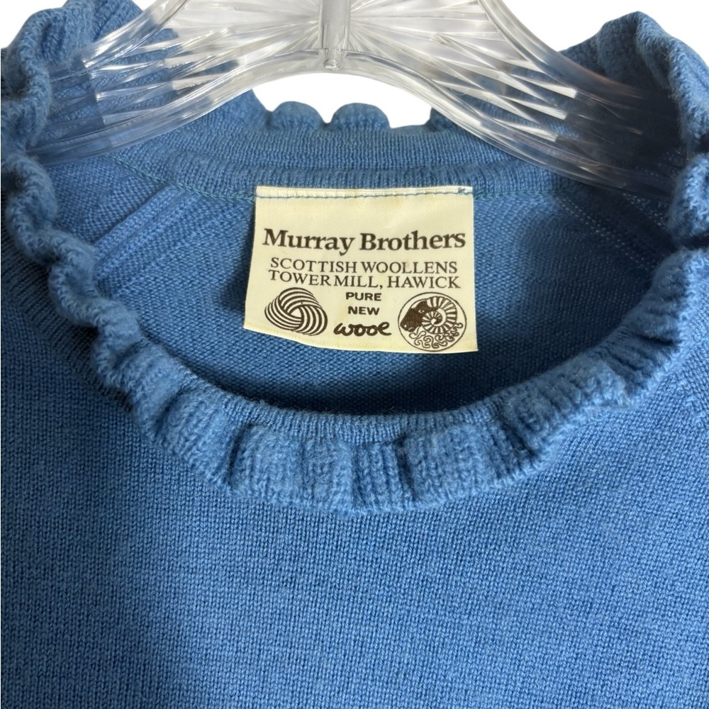 MURRAY BROTHERS *VINTAGE* Wool Ruffle Neck Sweater in Cornflower Blue - Picture 5 of 8